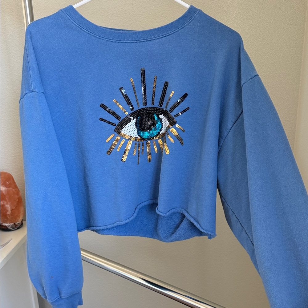 Cropped Evil Eye Sequin Sweatshirt👁️